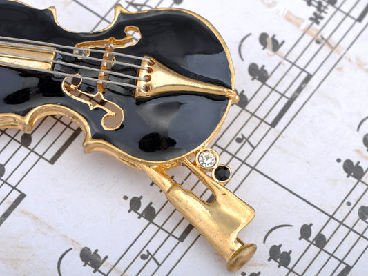 Violin Brooch Pin Enamel Bow Cello Fiddle Music Instrument