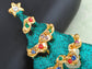 Multicolor Green Holiday Christmas Tree Star Brooch Pin