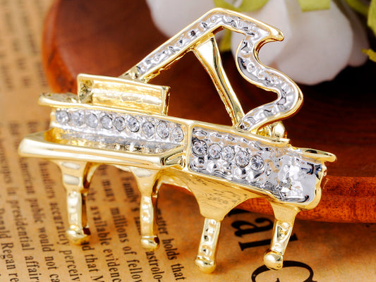 Grand Piano Enamel Brooch Pin