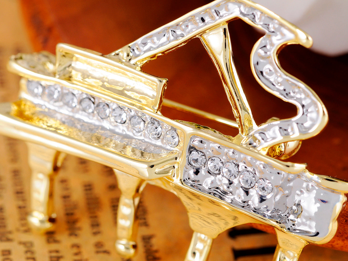 Grand Piano Enamel Brooch Pin