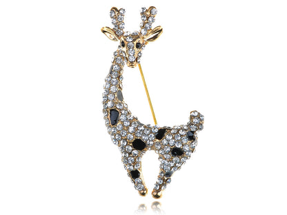 Spotted Long Neck Deer Doe Brooch Pin