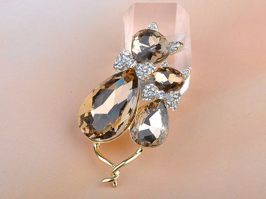 Light Smoked Topaz Kitty Cat Animal Brooch Pin