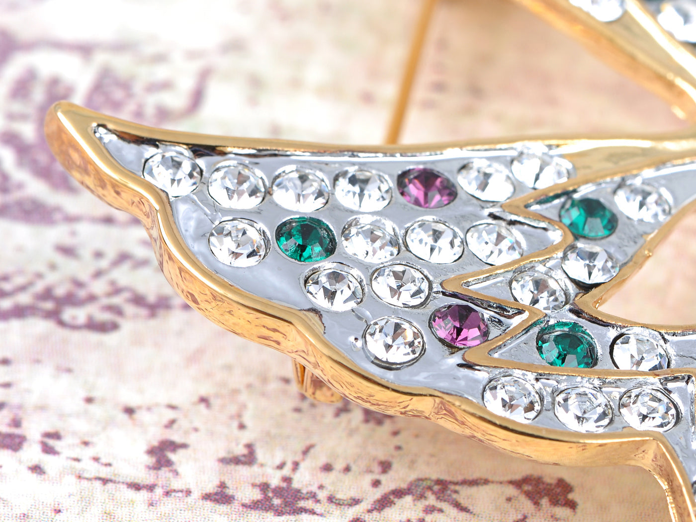 Green Purple Masquerade Ball Butterfly Brooch Pin