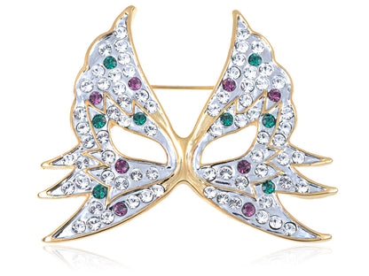 Green Purple Masquerade Ball Butterfly Brooch Pin