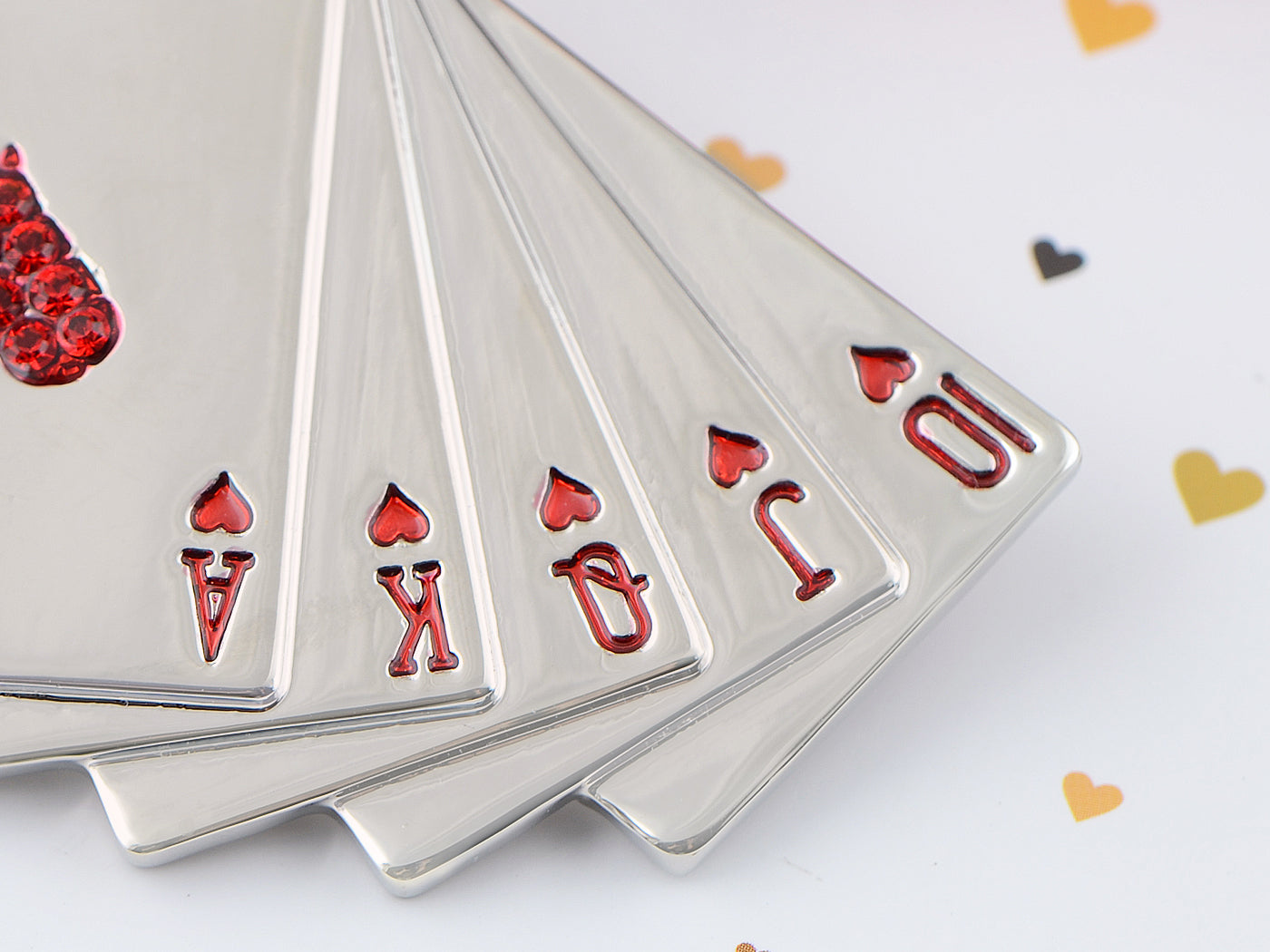 Royal Flush Poker Playing Hand Cards Brooch Pin