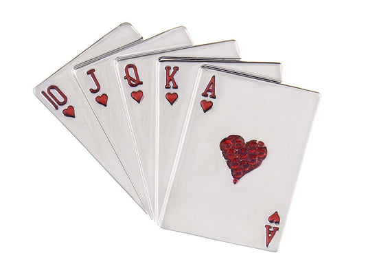 Royal Flush Poker Playing Hand Cards Brooch Pin