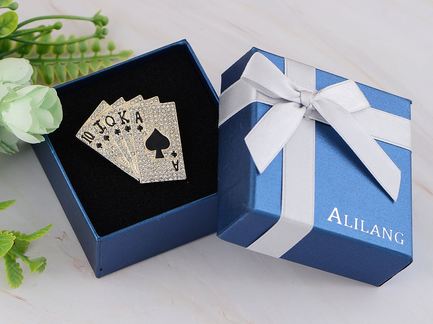 Royal Flush Poker Playing Hand Cards Brooch Pin