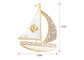 Crystal Rhinestone Sail Boat Brooch Pin - Nautical Sailor Navy Rudder Sailboat Anchor Sea Anchor Accessories Brooch