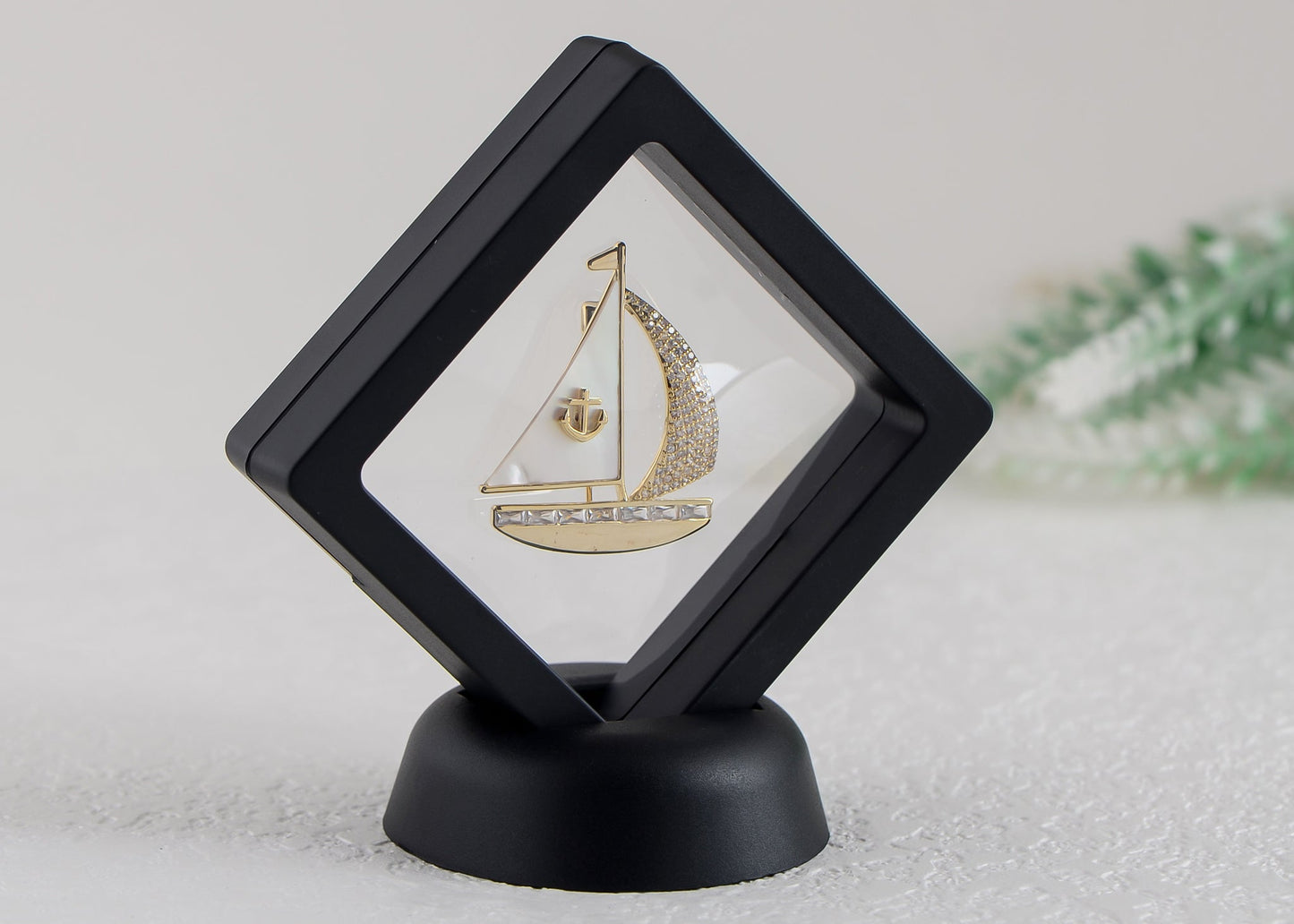 Crystal Rhinestone Sail Boat Brooch Pin - Nautical Sailor Navy Rudder Sailboat Anchor Sea Anchor Accessories Brooch