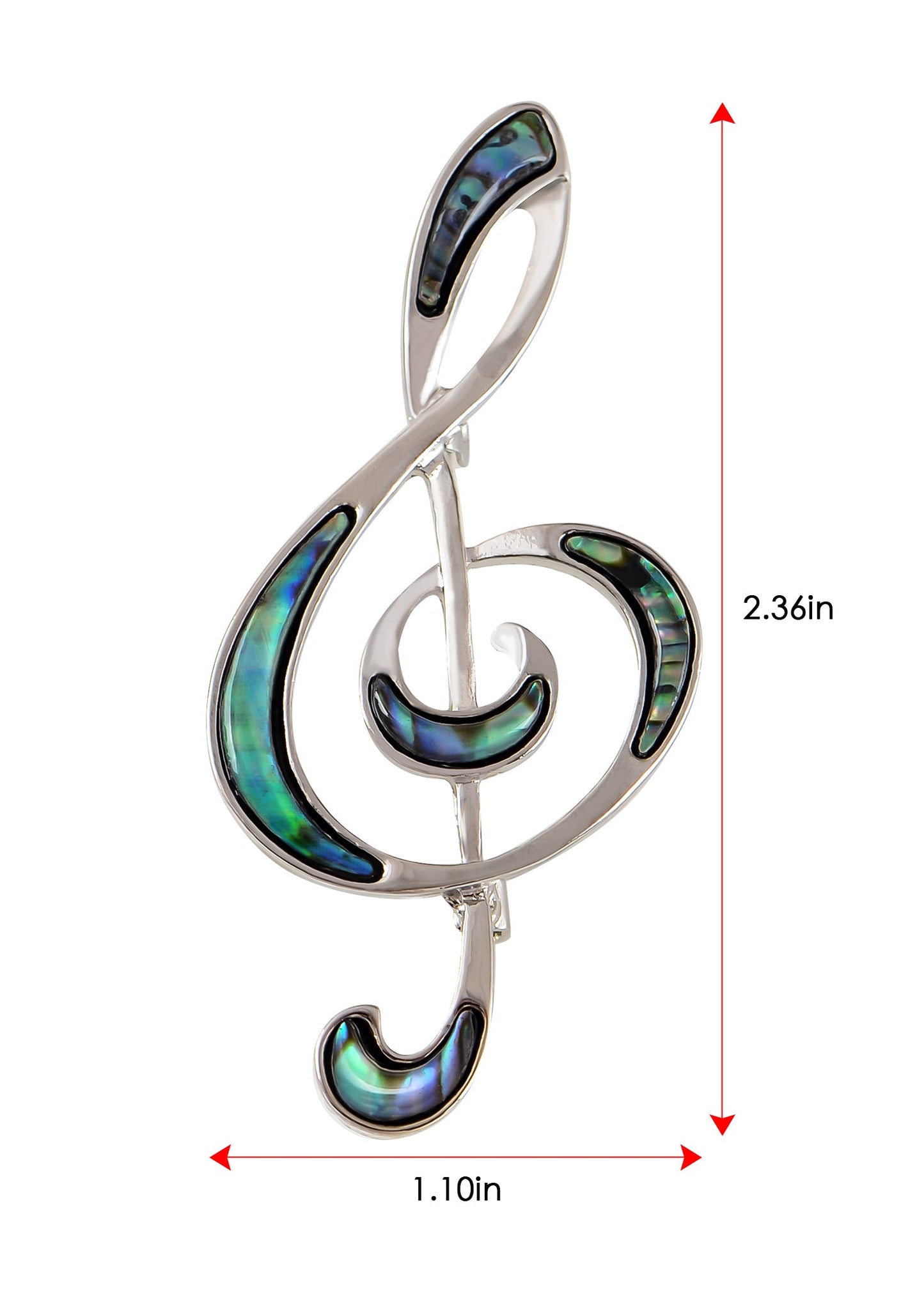 Silver Tone Abalone Shell Music Note Brooch Pin & Pendant Simple Accessories Gifts for Party Banquet New Year's