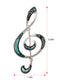 Silver Tone Abalone Shell Music Note Brooch Pin & Pendant Simple Accessories Gifts for Party Banquet New Year's