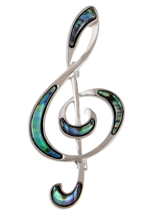 Silver Tone Abalone Shell Music Note Brooch Pin & Pendant Simple Accessories Gifts for Party Banquet New Year's