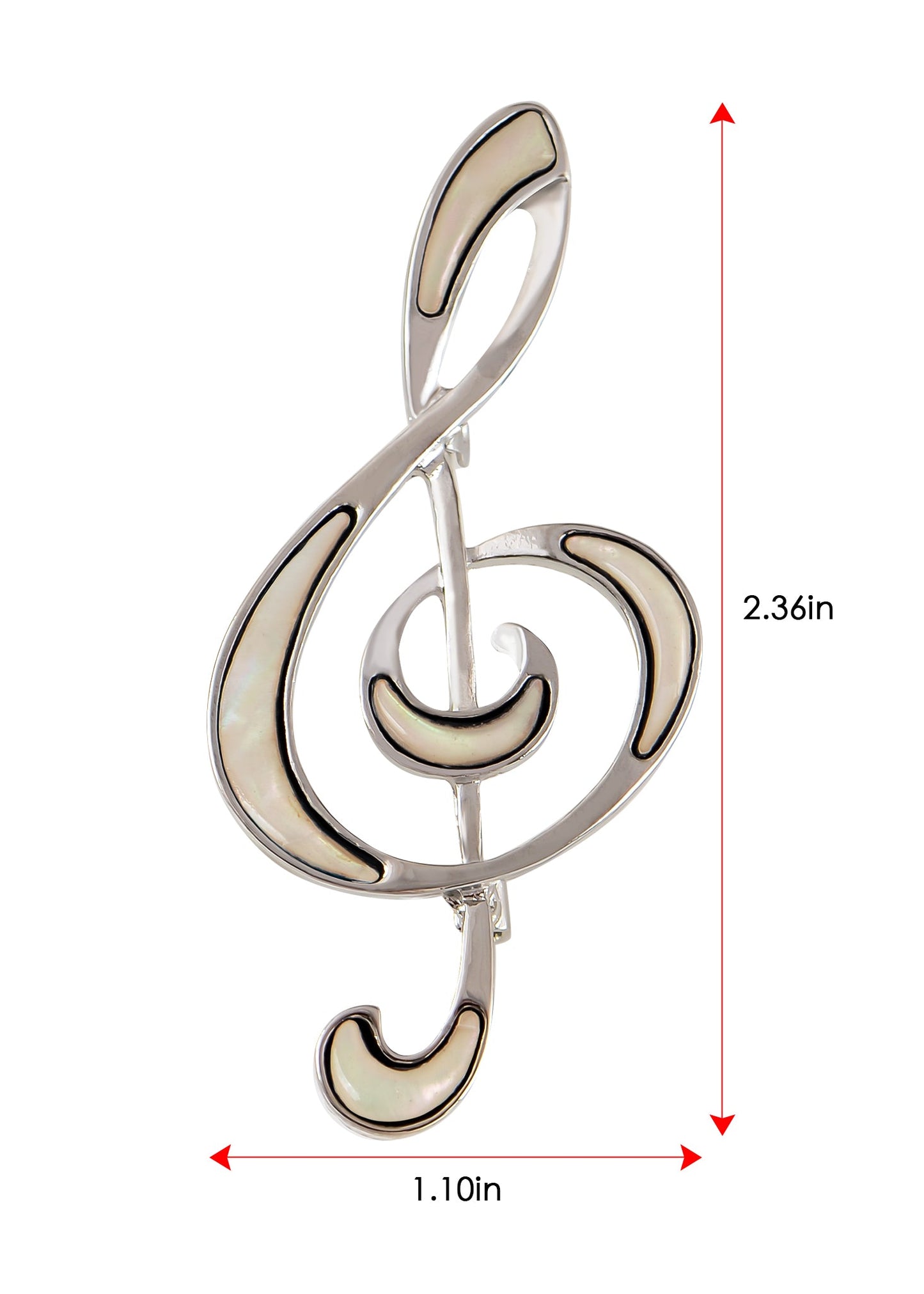 Silver Tone Abalone Shell Music Note Brooch Pin & Pendant Simple Accessories Gifts for Party Banquet New Year's