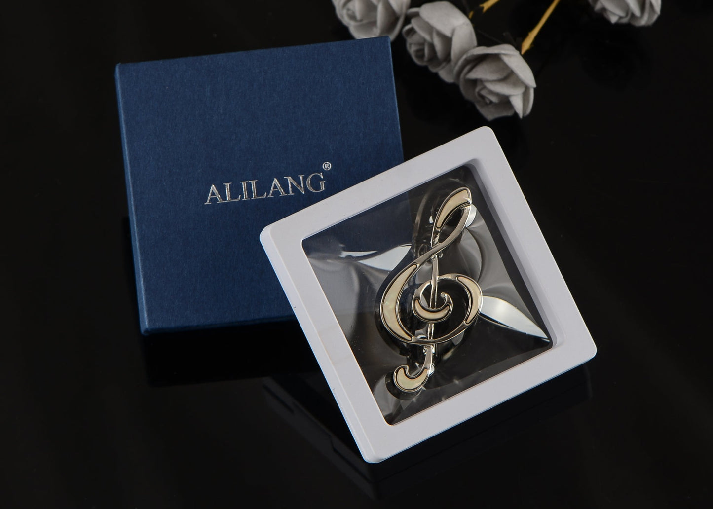 Silver Tone Abalone Shell Music Note Brooch Pin & Pendant Simple Accessories Gifts for Party Banquet New Year's