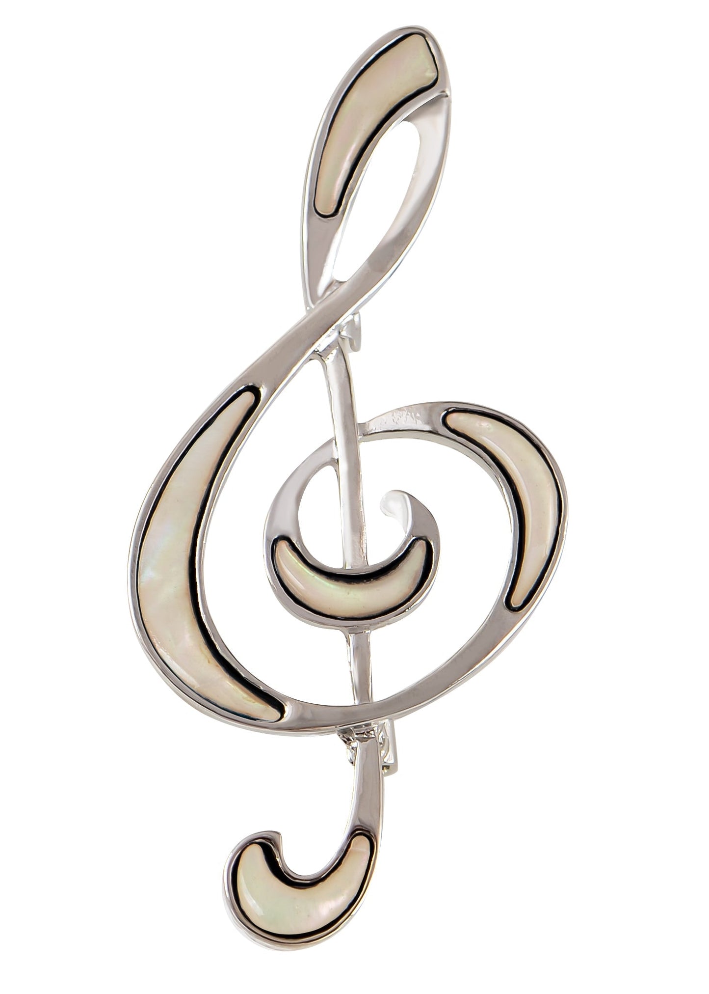 Silver Tone Abalone Shell Music Note Brooch Pin & Pendant Simple Accessories Gifts for Party Banquet New Year's