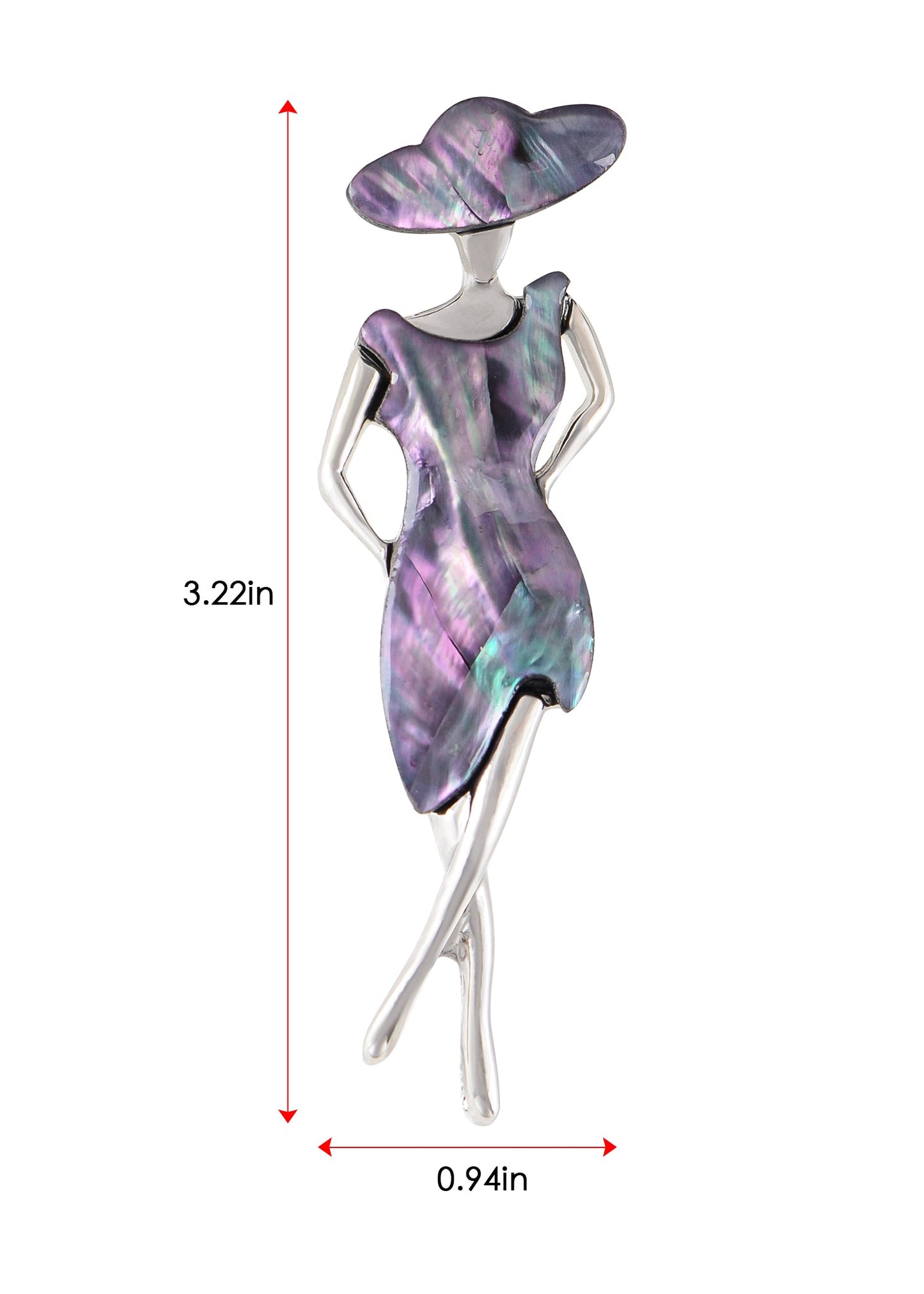 Silver Tone Abalone Shell Elegant Lady Women Dancer Brooch Pin for Wedding Birthday Party