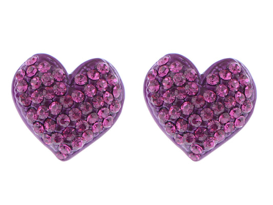 Shimmer Pink Valentines Heart Stud Earrings