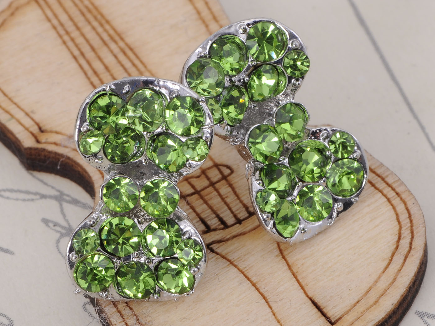 Peridot Emerald Green Fun Fat Cocktail Bow Tie Stud Earrings