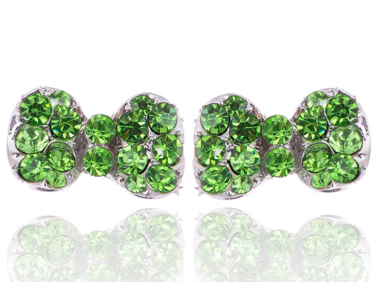 Peridot Emerald Green Fun Fat Cocktail Bow Tie Stud Earrings