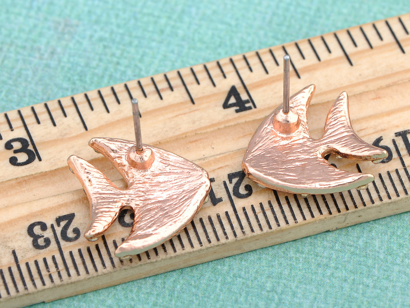 Copper Colored Swimming Striped Angel Fish Element Earrings