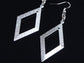 Silver Square Dangle Earrings Wedding Bridal