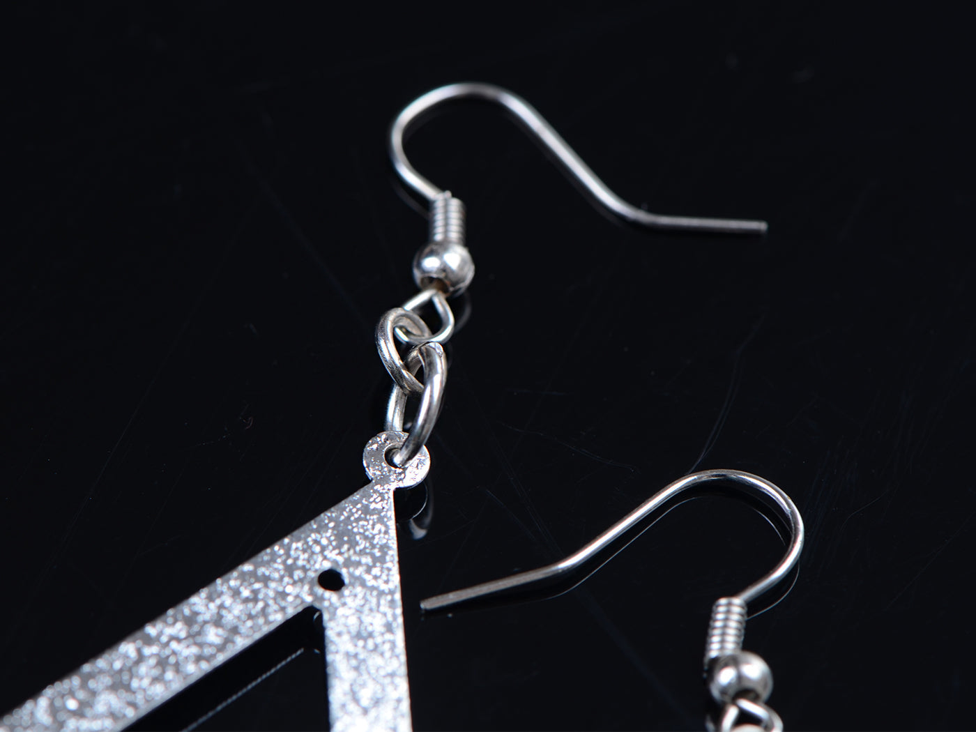 Silver Square Dangle Earrings Wedding Bridal