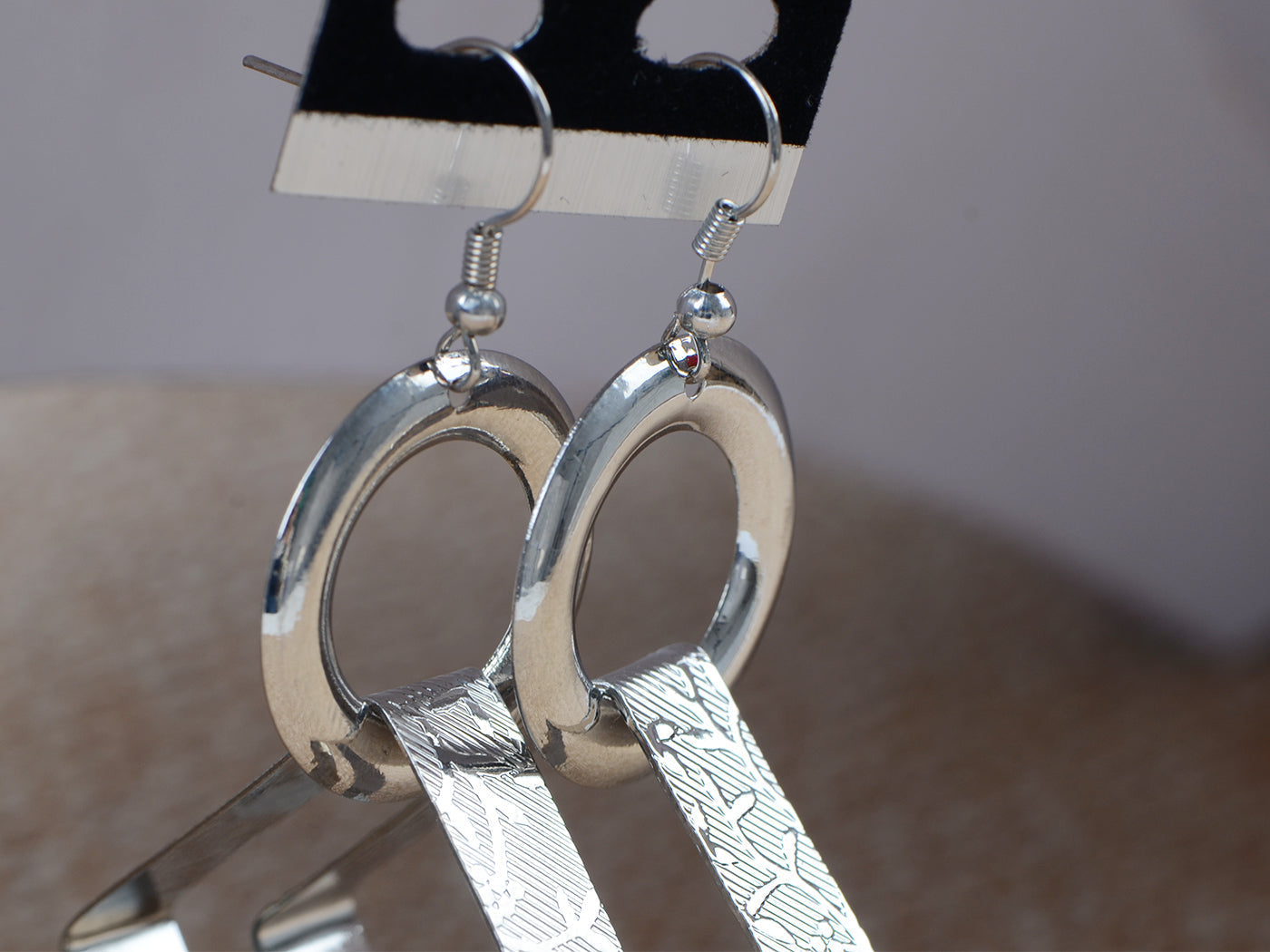 Silver Square Dangle Earrings Wedding Bridal