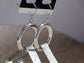 Silver Square Dangle Earrings Wedding Bridal