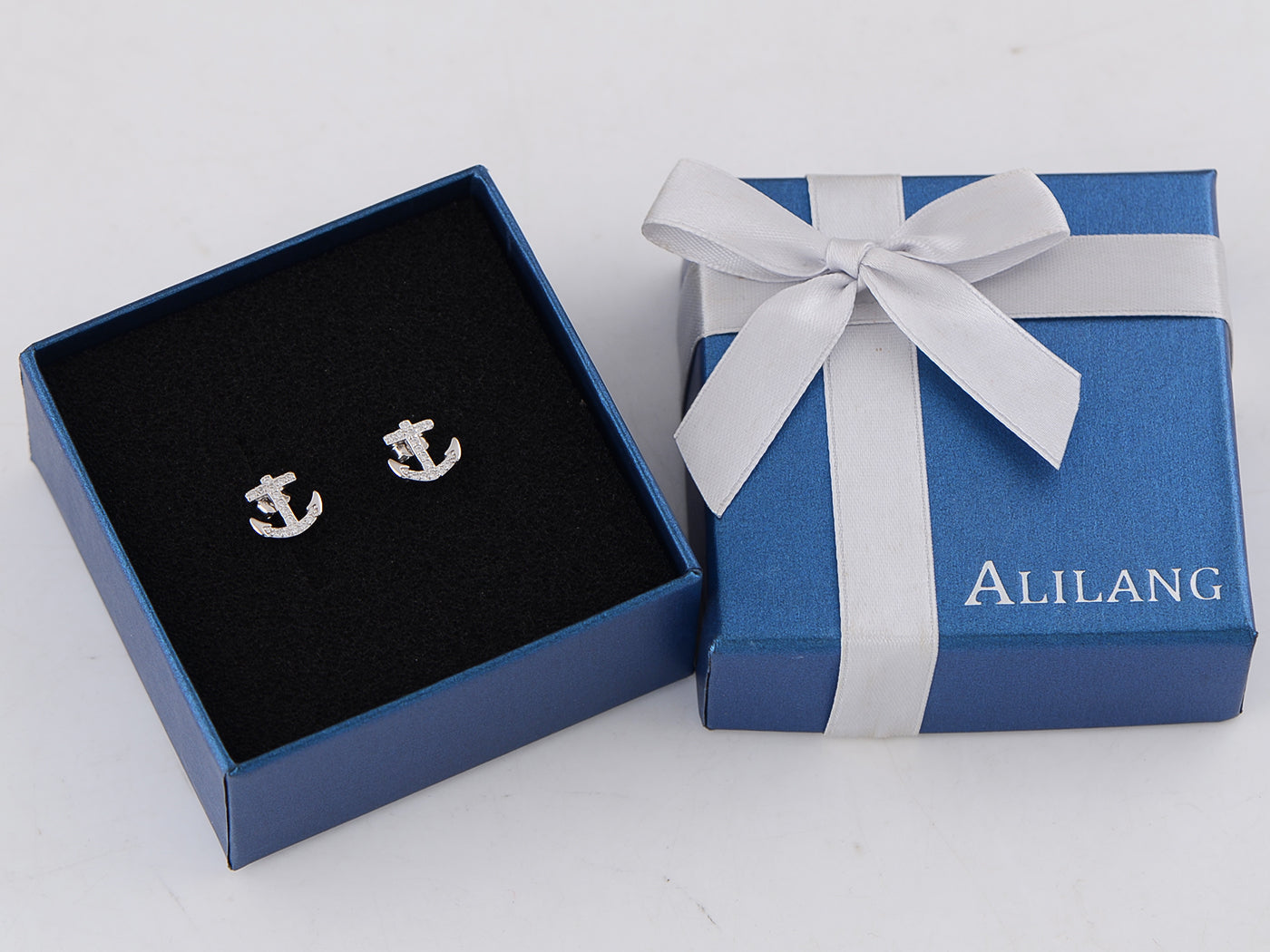 Blue Nautical Anchor Stud Earrings