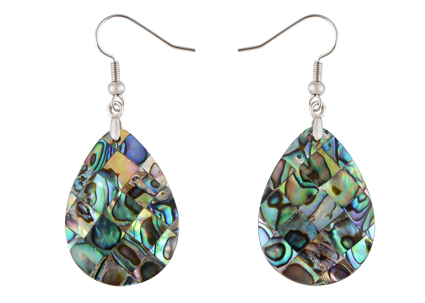 Mosaic Harmony Natural Abalone Shell Handmade Dangle Earrings Shell Jewelry