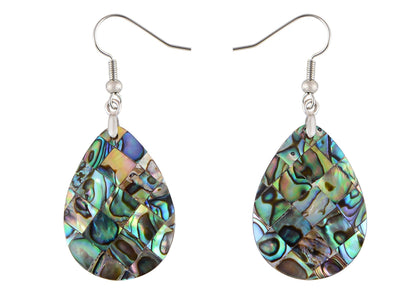 Mosaic Harmony Natural Abalone Shell Handmade Dangle Earrings Shell Jewelry