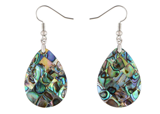 Mosaic Harmony Natural Abalone Shell Handmade Dangle Earrings Shell Jewelry