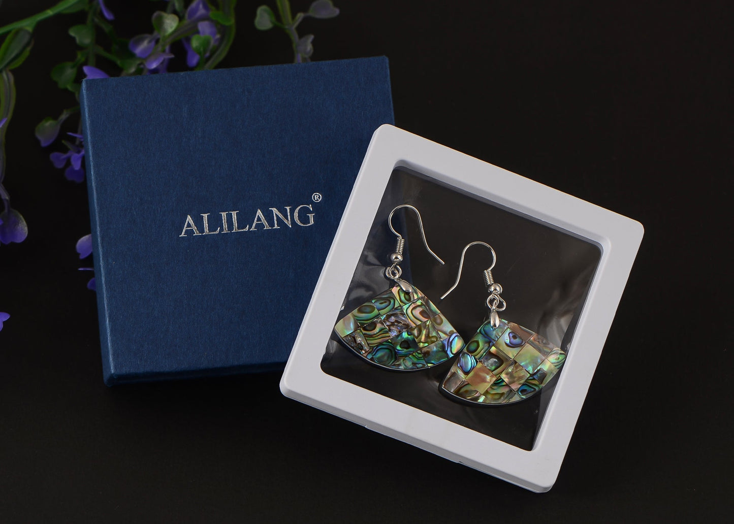 Mosaic Harmony Natural Abalone Shell Handmade Dangle Earrings Shell Jewelry