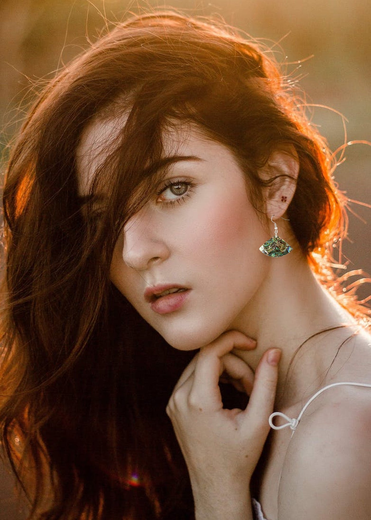 Mosaic Harmony Natural Abalone Shell Handmade Dangle Earrings Shell Jewelry