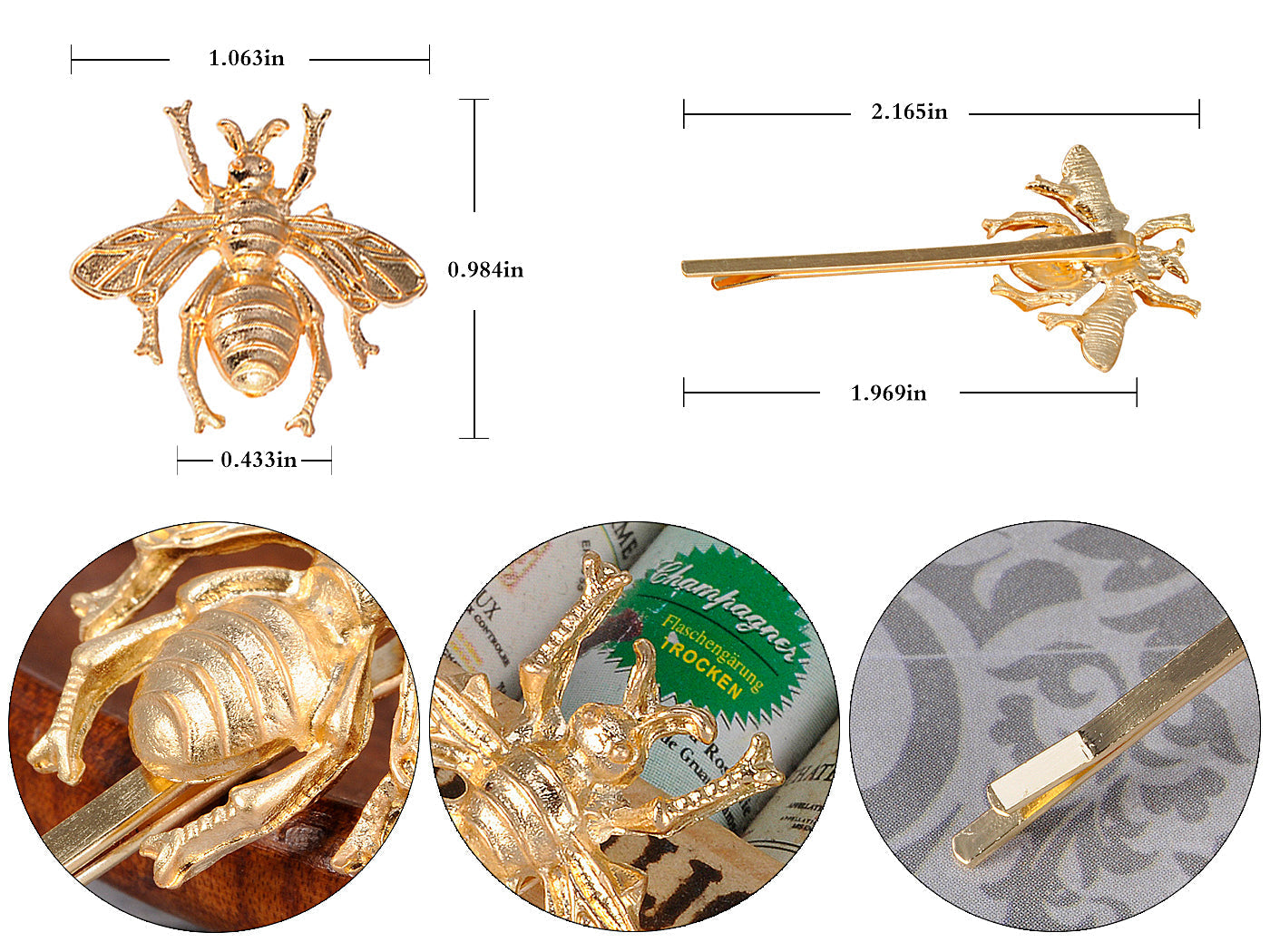 Egyptian Honey Bumble Bee Fly Insect Wings Hair Bobby Pin