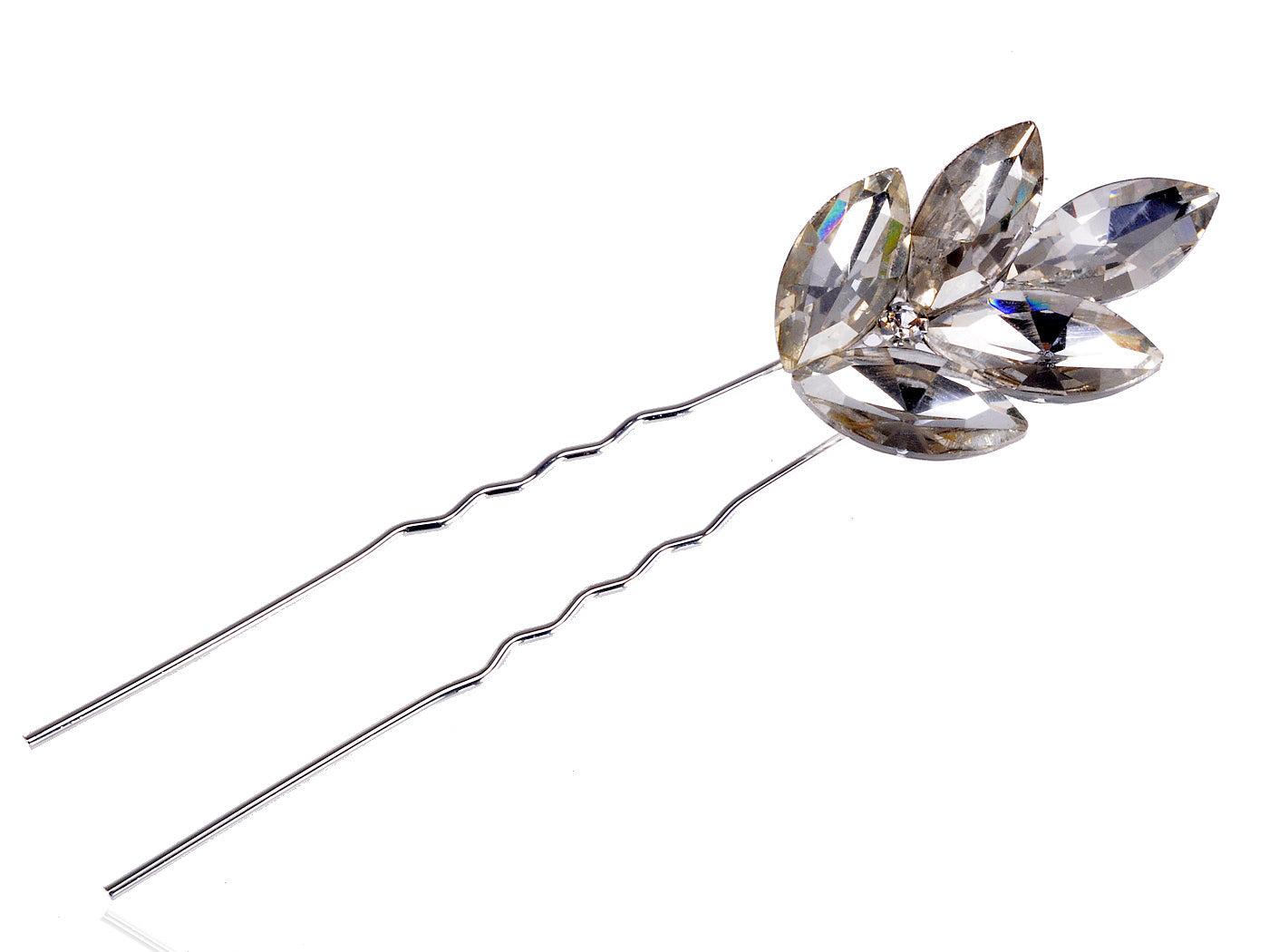 Silver Embedded Leaf Pattern Hair Pin