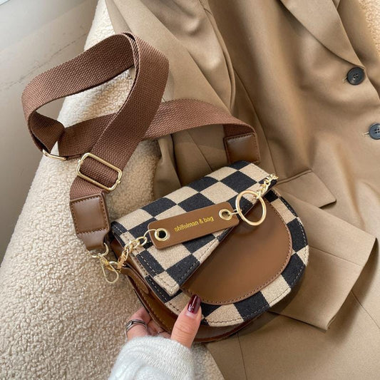 Checkered Two Tone Cross Body Bag