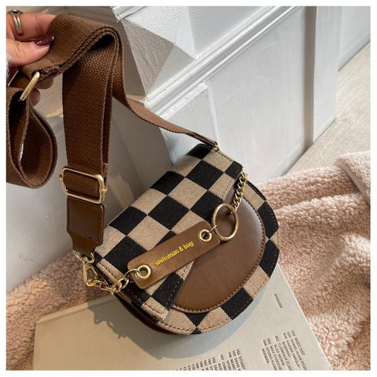 Checkered Two Tone Cross Body Bag