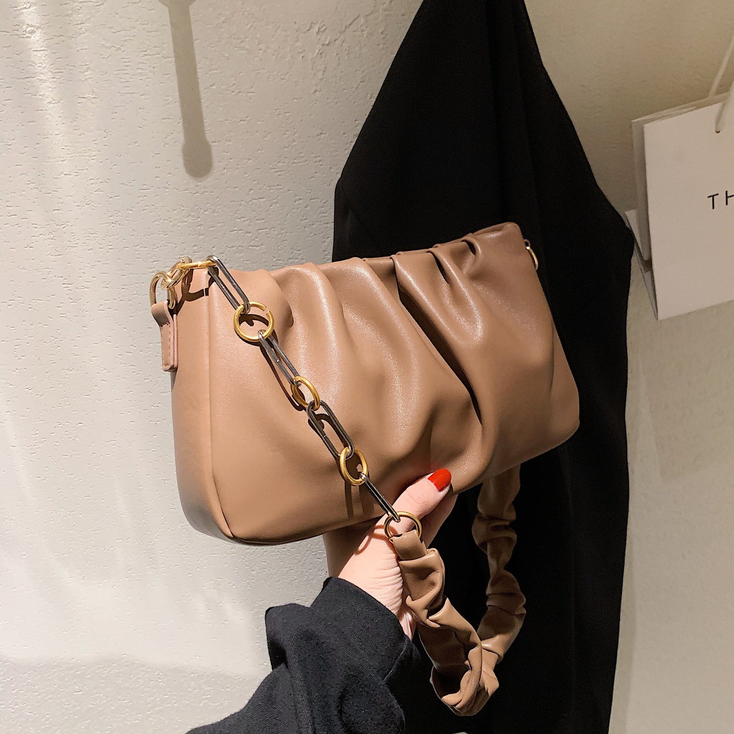 Ruched Multi Chain Bag
