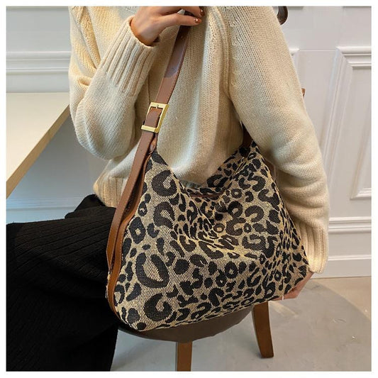 Textured Leopard Print Bag
