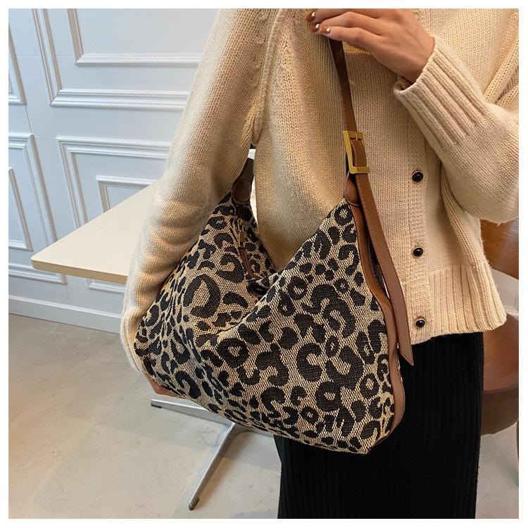 Textured Leopard Print Bag