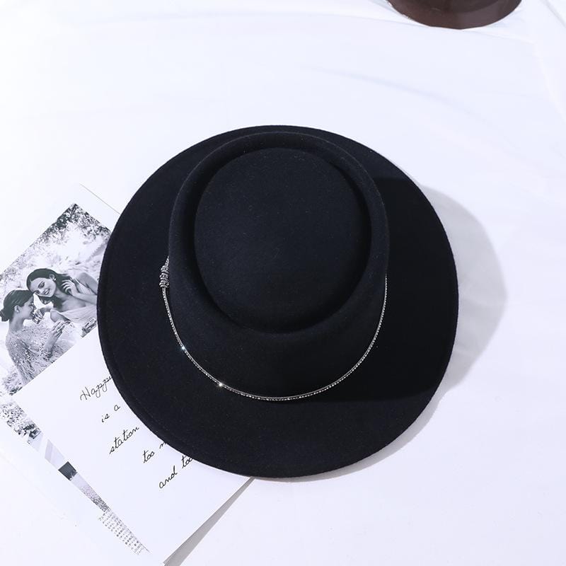 Bejeweled Trim Wide Brimmed Hat