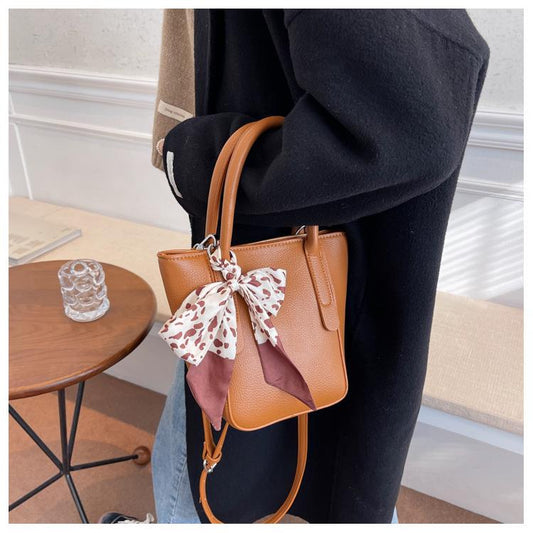 Solid Color Printed Bow Bag
