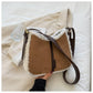 Shearling Trim Textured Bag
