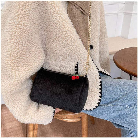 Cherry Zip Fuzzy Bag