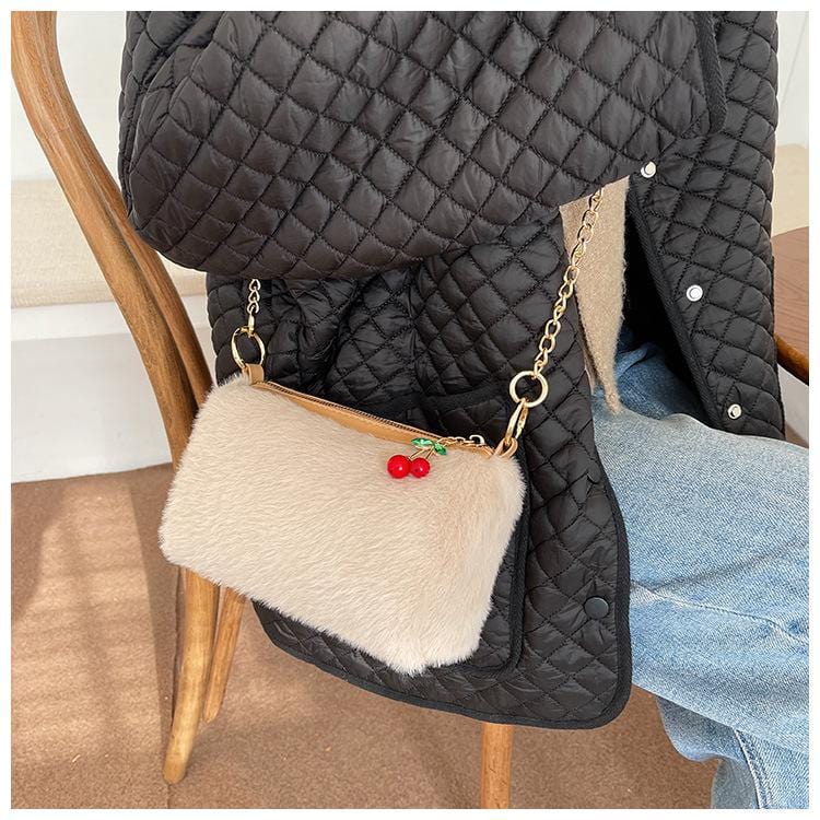 Cherry Zip Fuzzy Bag