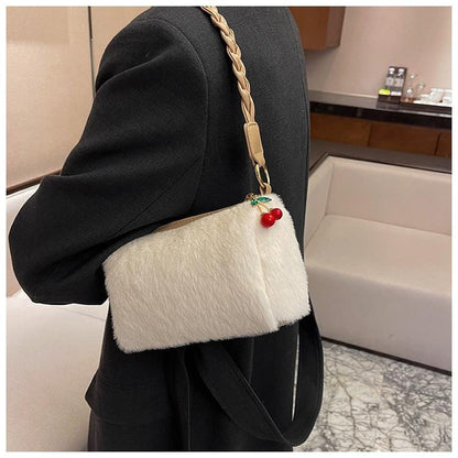 Cherry Zip Fuzzy Bag