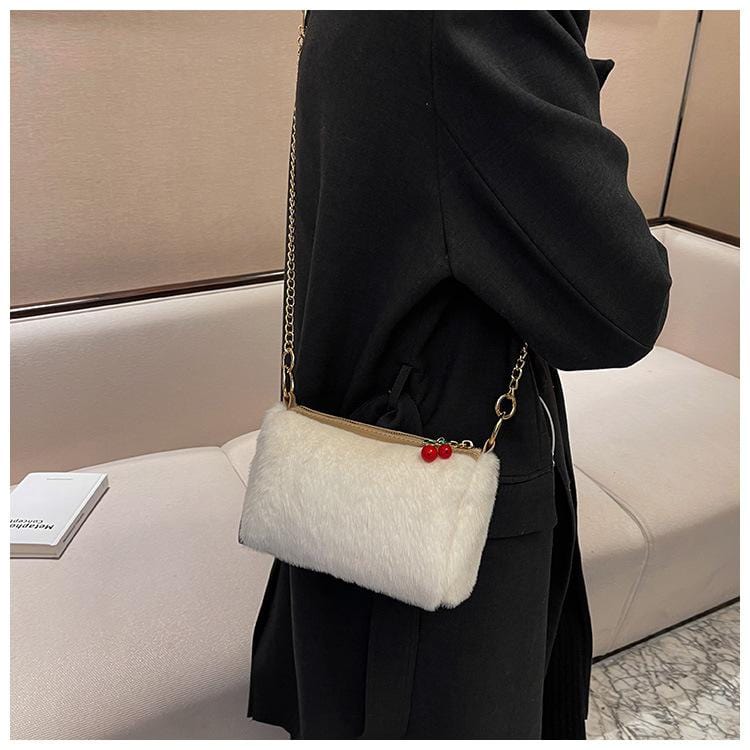 Cherry Zip Fuzzy Bag