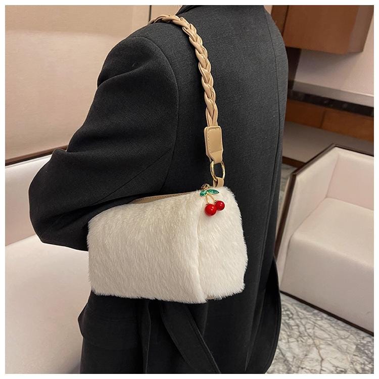 Cherry Zip Fuzzy Bag