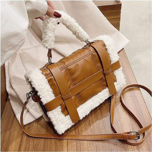 Shearling Trim Flap Bag